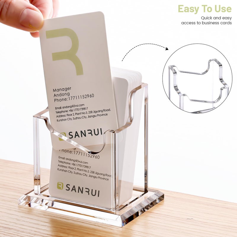 SANRUI حامل بطاقات الأعمال الأكريليكي SANRUI للمكتب، عرض بطاقات الأعمال العمودي، منظم بطاقات الأعمال الشفاف - Image 4